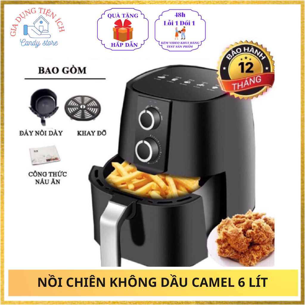 Nồi Chiên Không Dầu Camel 7L  8L 10L Công Suất 1350W  Không Khói, Không Mùi, Dễ Sử Dụng, An Toàn Cho Sức Khỏe Gia Đình