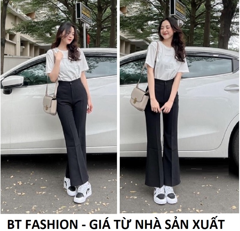 Quần Tây Nữ Công Sở ỐNG LOE, Lưng Cạp Cao Vải Tuyết Mưa Cao Cấp - BT Fashion (Có 2 Loại Vải để chọn) QT02