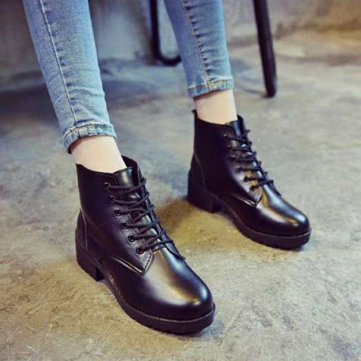 ✕♀  Bốt nữ da dây đen hàng cao cấp trẻ trung  bốt da thời trang giá rẻ