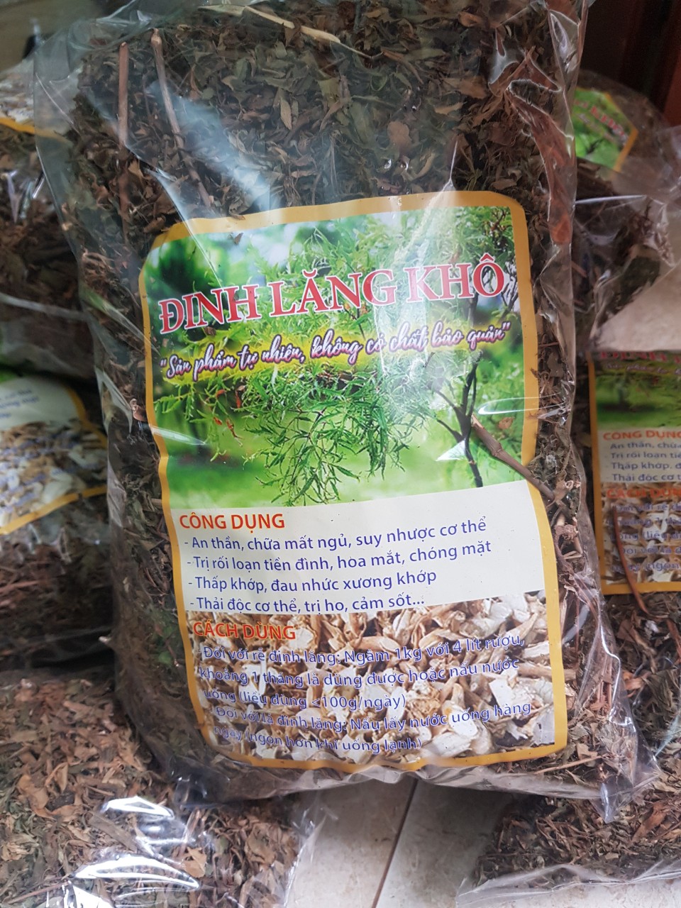 Lá Đinh Lăng Khô (0,5Kg) Hải Hậu, rối loạn tiền đình, ho, mất ngủ