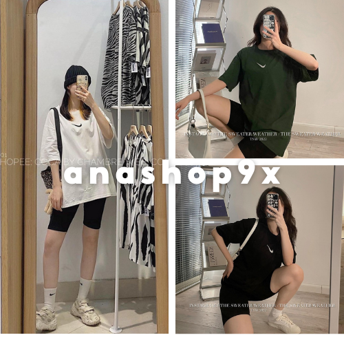 Set áo thun tay lỡ Ni quần legging lửng Set quần áo nữ hè mặc đi học, đi chơi anashop9x