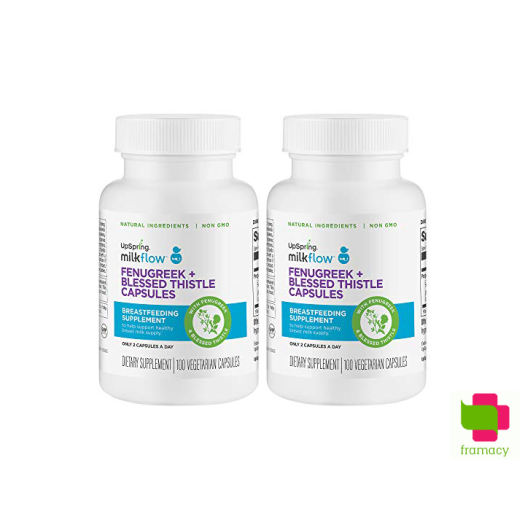 Lợi sữa cỏ cà ri và khế sữa Upspring Milkflow Fenugreek + Blessed Thistle, Mỹ (100v) tăng tiết sữa cho mẹ sau sinh