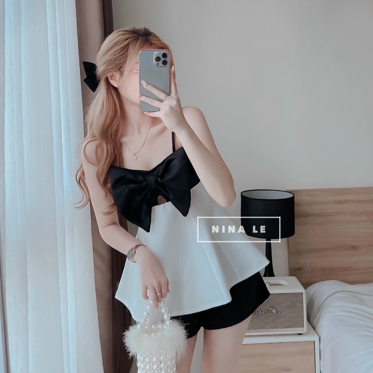 [Voucher 50k Freeship Max 0 đồng toàn quốc] Set bộ thời trang nữ áo hai dây đính nơ quần đùi ngắn quần short bộ nữ mặc đi chơi set bộ tiểu thư nữ áo hai dây dễ thương