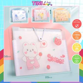 Túi đựng giấy tài liệu bài tập nhựa mica khổ A4 12 ngăn dây cài cute TINI đi học TLDAYCAI483