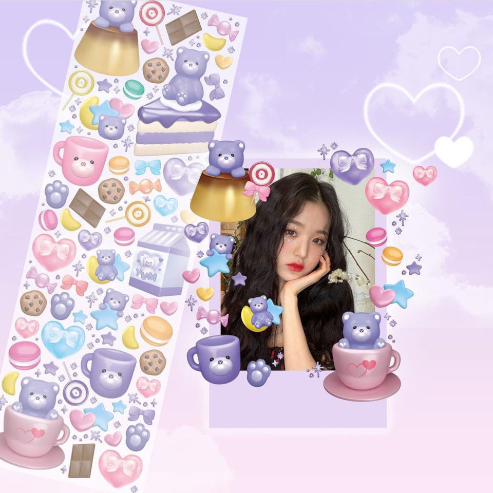 Galicici đán hàn quốc ins cute cartoon bear sticker / hologram sticker / laser sticker / trang trí vật liệu tự làm