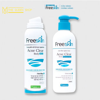 💯 Xịt Mụn Lưng, Ngực, Mông FreeSkin Chai 80ml, Giảm Mụn, Mờ Thâm, Sáng Da, Hàng Chính Hãng