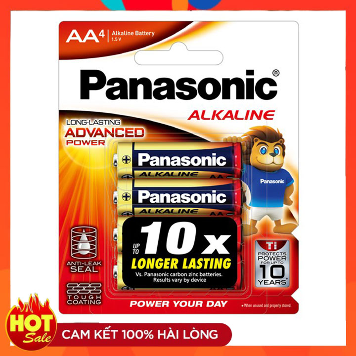 Vỉ 4 viên Pin AA Panasonic Alkaline 1.5v chính hãng dành cho khóa cửa điện tử
