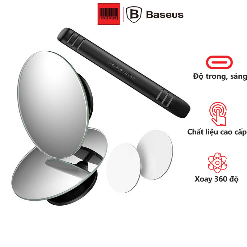 Gương cầu lồi mở rộng góc nhìn, chống điểm mù cho xe hơi Baseus LV466 Full View Blind Spot Rearview Mirrors (Bộ 2 cái), gương cầu lồi độ trong cao