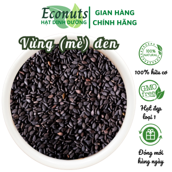 Vừng mè đen quê sạch loại 1 hữu cơ ECONUTS 500g, thuần chủng còn vỏ, hút chân không