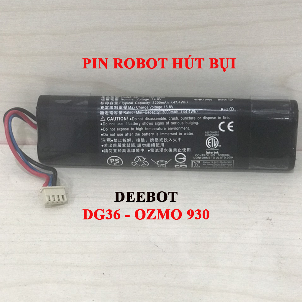 Pin robot hút bụi ecovacs deebot dg36, ozmo 930. hàng chính hãng, dung lượng 3200mah