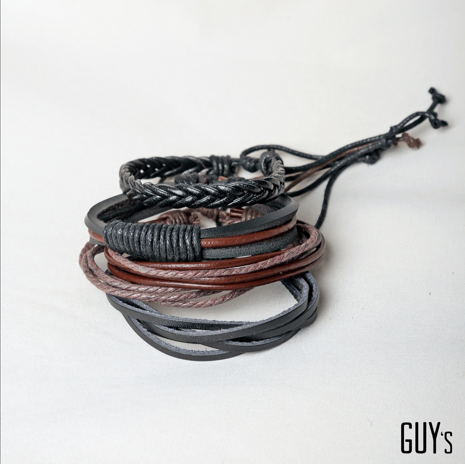 Set 4 chiếc vòng tay unisex nam nữ dây đan vintage chất liệu cói/da lộn - Set 5 BRA005 - GUY's Closet
