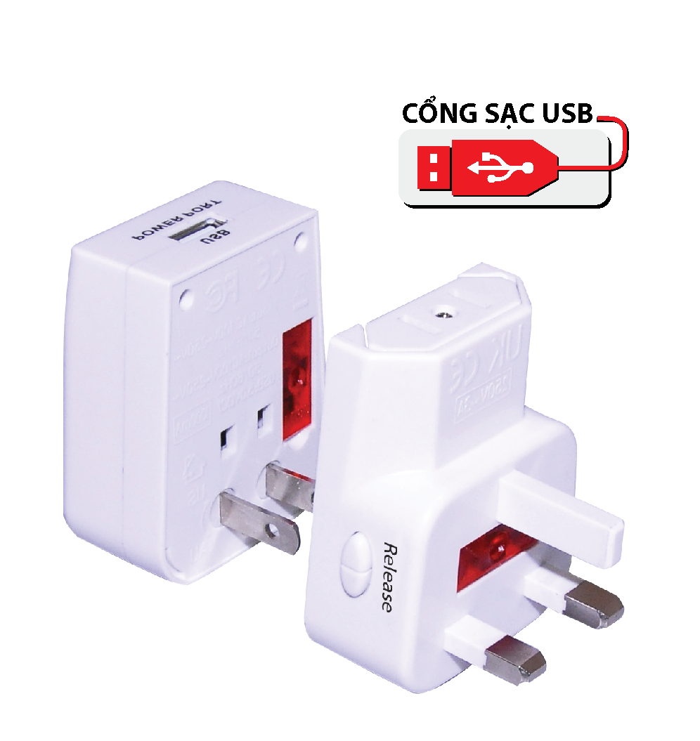 Ổ cắm du lịch điện quang đq esk tv05w 1u - màu trắng, 1 cổng usb - phích cắm du lịch đa năng