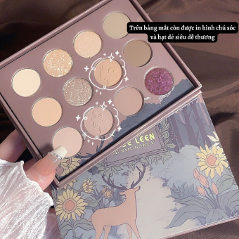 HOÀN TIỀN 15% - Bảng Phấn Mắt MUGE LEEN 12 Ô Màu Hạt Dẻ Siêu Mịn Dễ Tán Dễ Phối Bám Màu Lâu