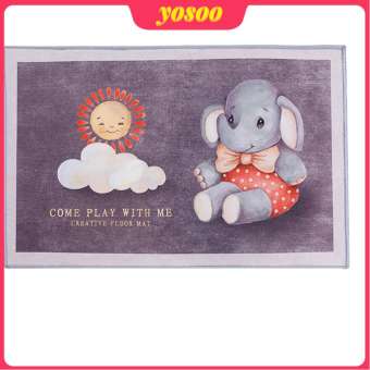 Floor Mat Non Slip Cute Osmosis Prevention Cartoon Ground Mat Crystal Velvet for Bedroom Restroom