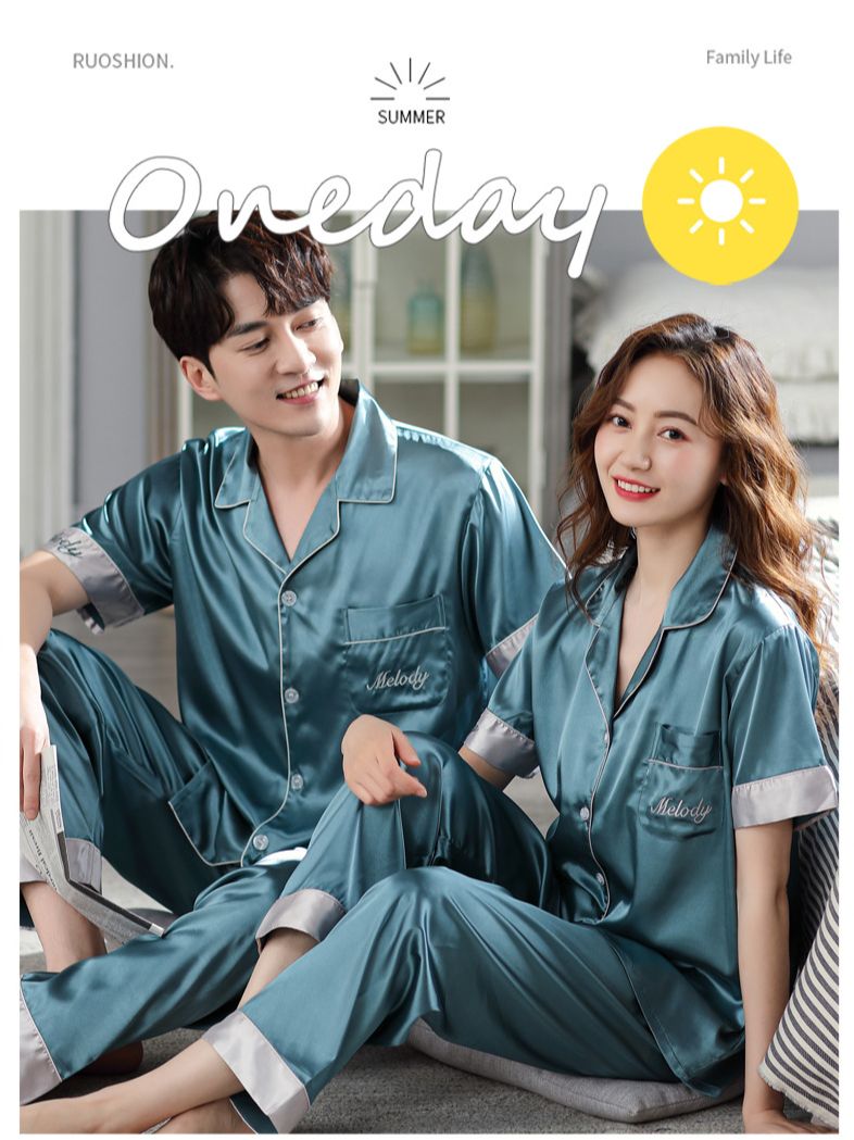 Bộ lụa satin mặc nhà cặp đôi ☘️đồ ngủ pijama lụa cao cấp mát mềm mịn melody❤️ivy631n