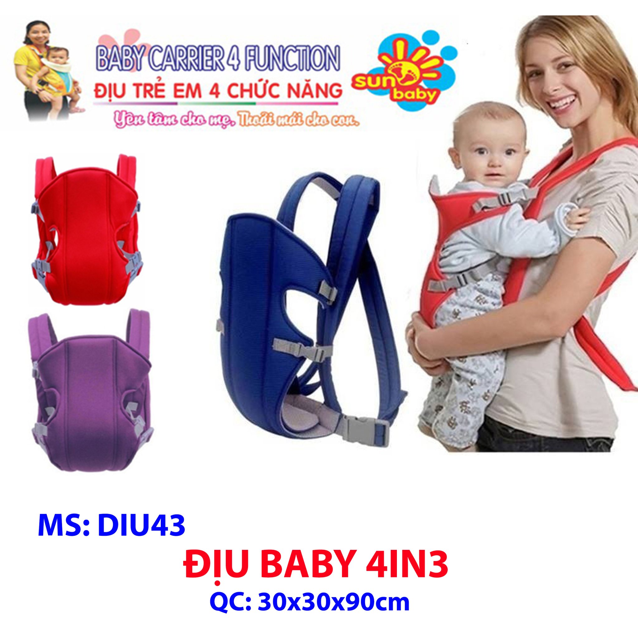 GIÁ CỰC SỐC Địu em bé 4 tư thế Sunbaby an toàn, chắc chắn