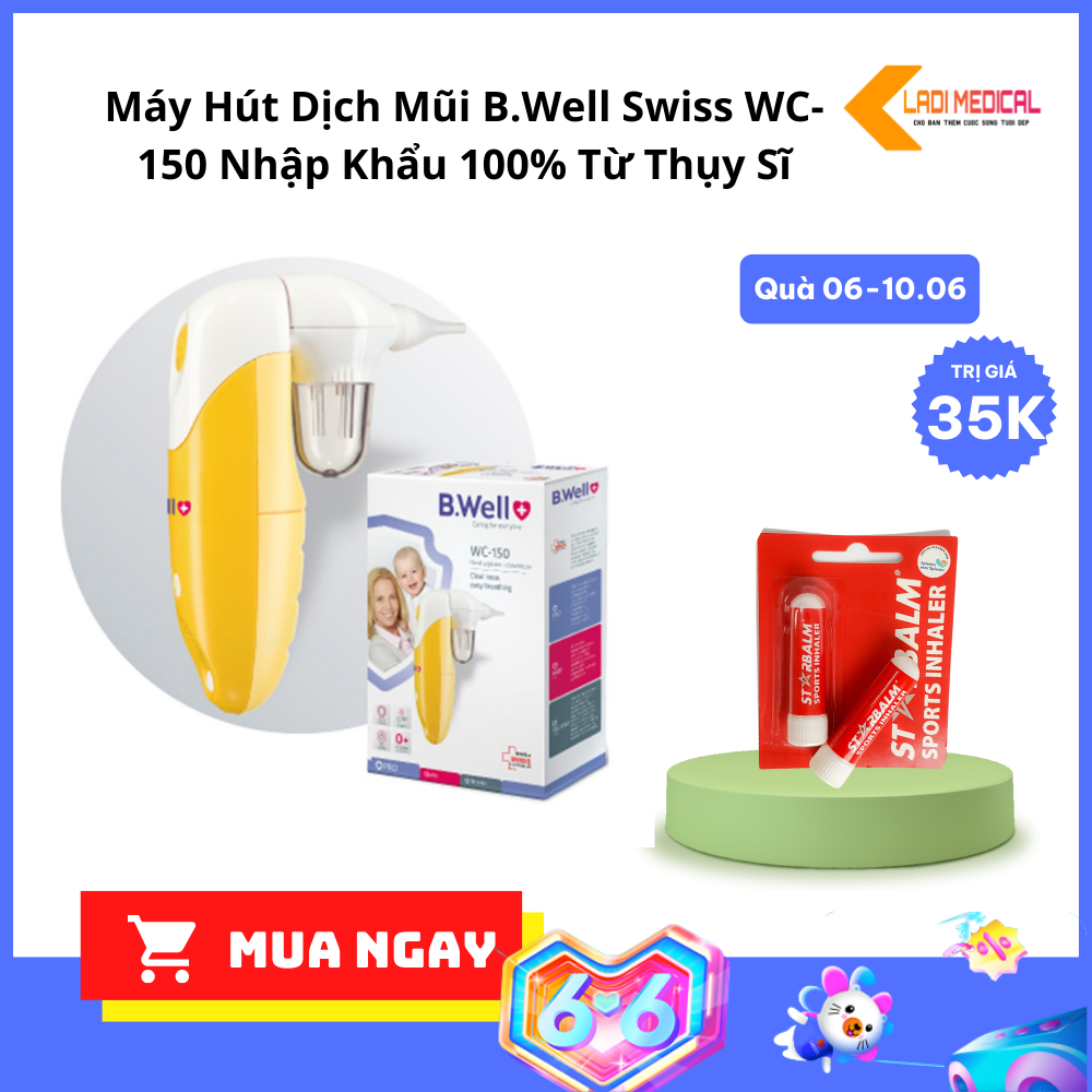 Máy hút dịch mũi b.well swiss wc-150 nhập khẩu 100% từ thụy sĩ