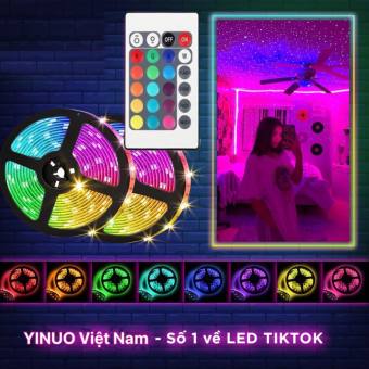 Đèn Led 5M RGB Đèn LED SMD5050 5 Mét Ánh Sáng Mềm Thay Đổi Màu RGB Với Bộ Điều 24 Phím, Dải đèn led 7 màu, dây đèn led dán trang trí phòng ngủ, led hắt trần đổi màu đèn led dây 5m tik tok đèn trang trí bàn gaming dây đèn led đổi màu