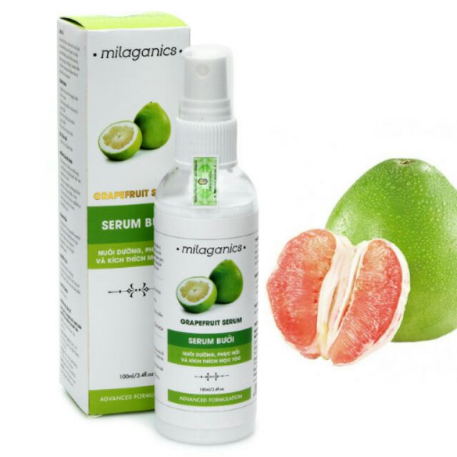 Serum bưởi kích thích mọc tóc Milaganics 100ml - serum dưỡng tóc bóng mượt phục hồi tóc hư tổn
