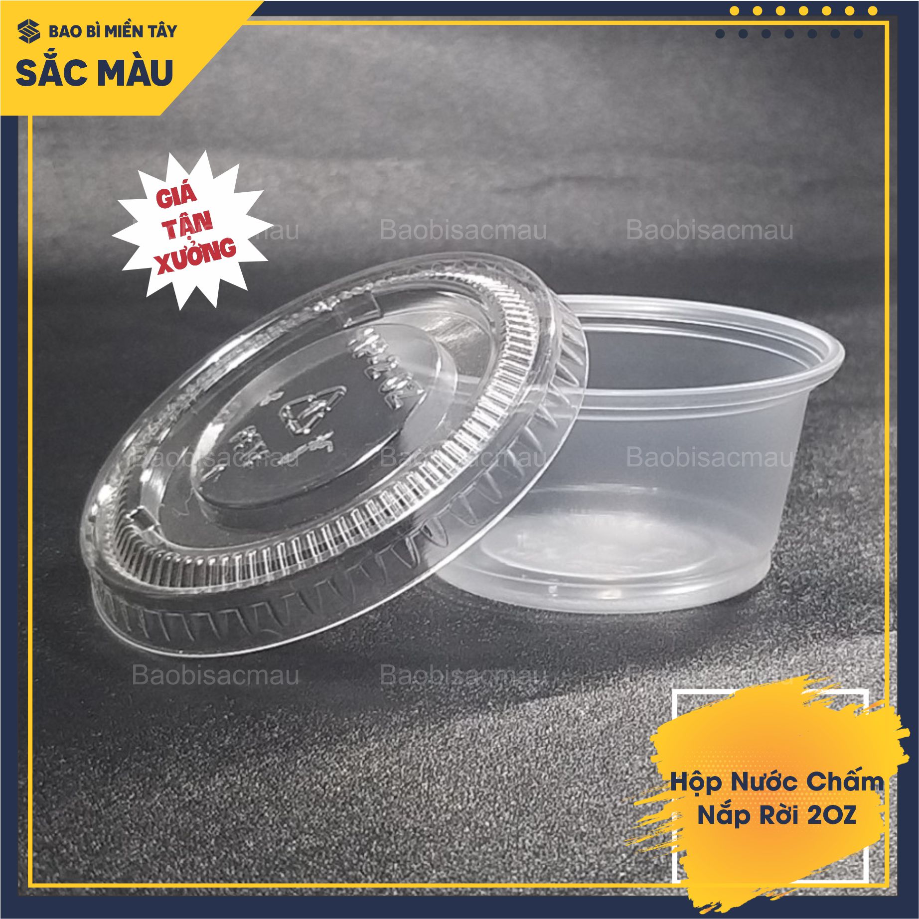 100 hộp đựng nước chấm, gia vị, nước sốt tròn 1oz, 2oz nắp rời