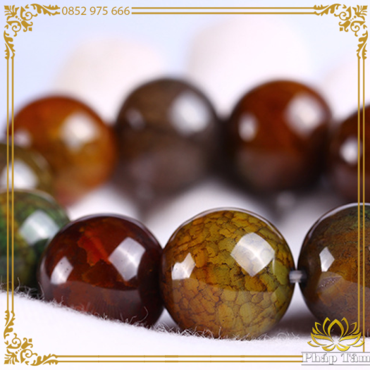 Vòng Tay Phong Thủy Đá Mã Não Vảy Rồng Chính Hãng Cao Cấp Hạng A - Pháp Tâm