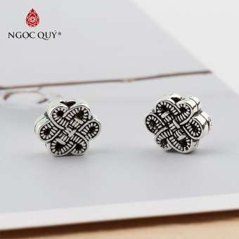 Charm bạc hình nút thắt kết đồng tâm xỏ ngang 11x9mm - Ngọc Qúy Gemstones