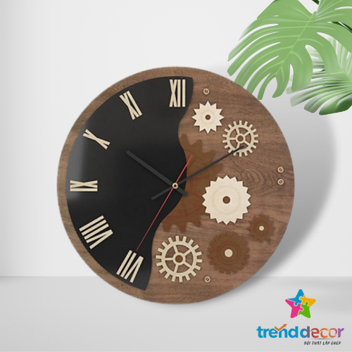 Đồng hồ trang trí đồng hồ treo tường gỗ mắt xích kiểu mới