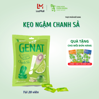 Thực phẩm bổ sung Kẹo ngậm Chanh Sả (Túi 20 viên) - Genat - Tinh Hoa Thiên Nhiên