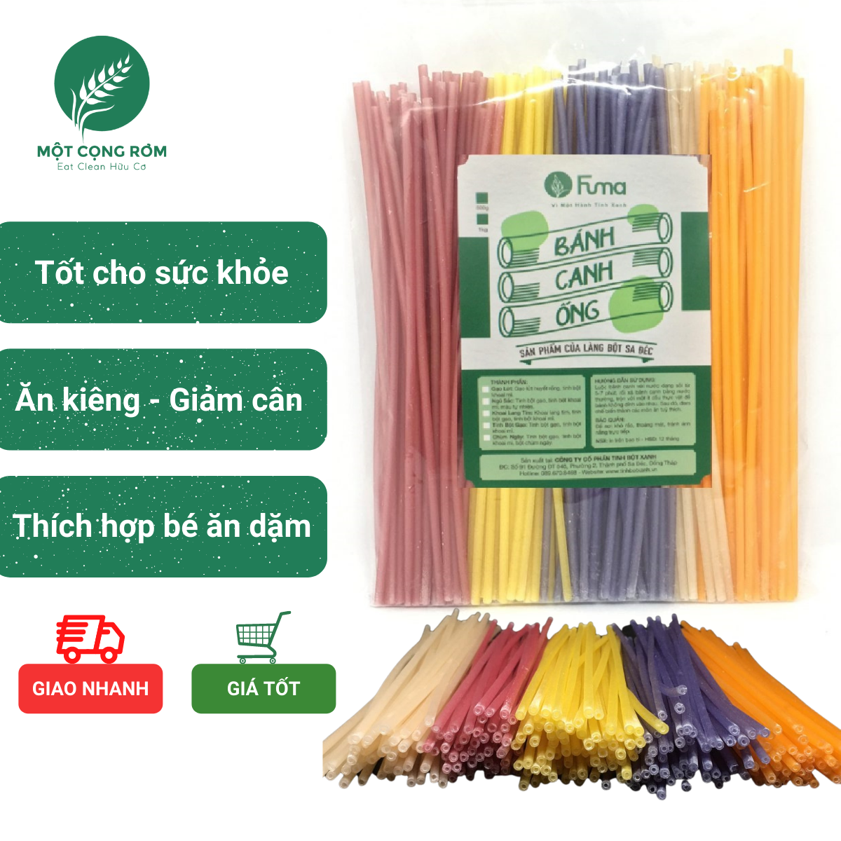Bánh canh ống ngũ sắc fuma túi 500g