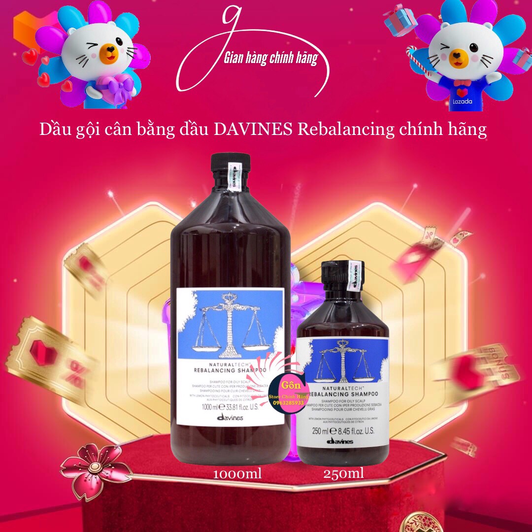 Dầu gội cân bằng dầu DAVINES Rebalancing 250ml - 1000ml chính hãng