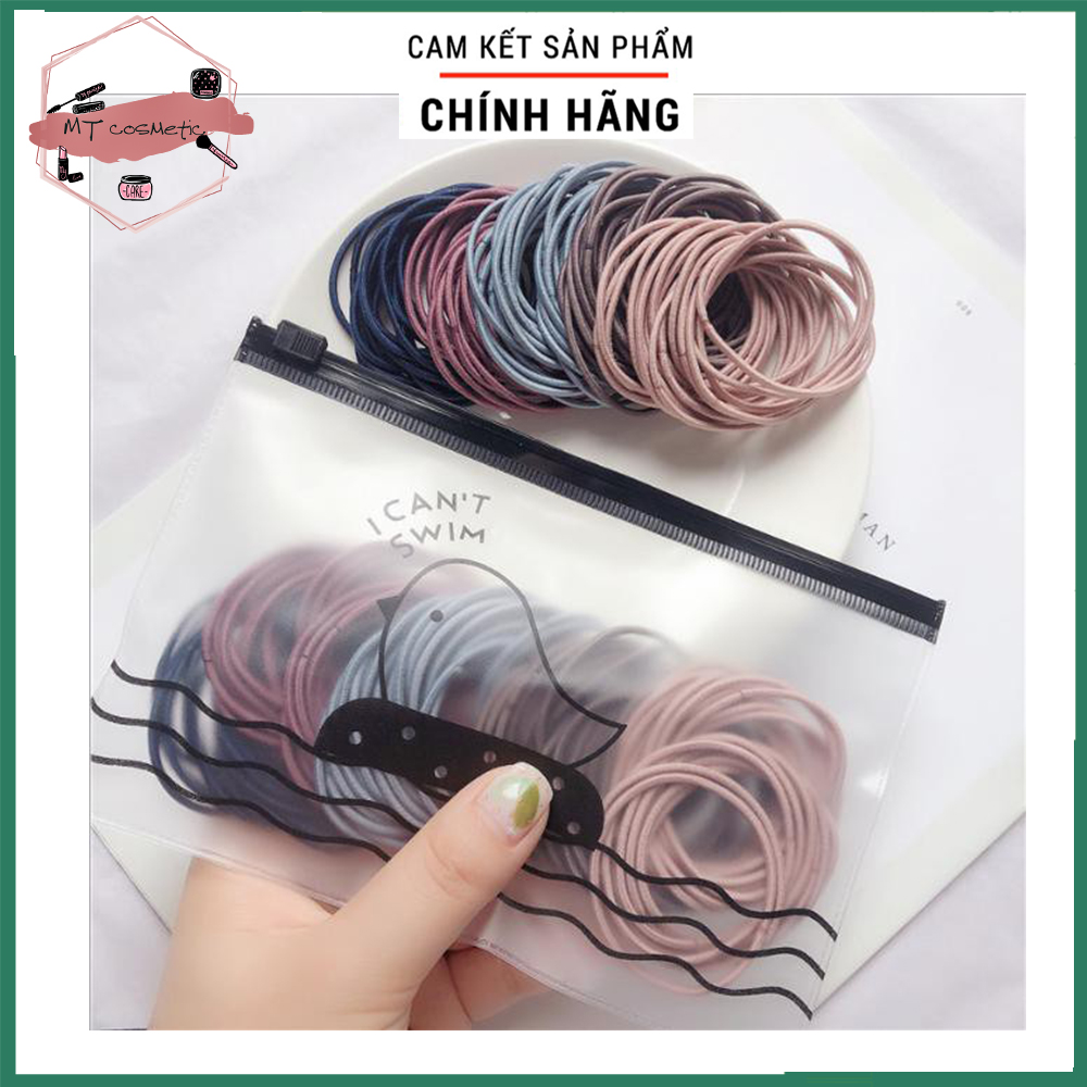 [HCM]Set 100 sợi thun cột tóc đủ 5 màu kèm túi zip Shopforgirl