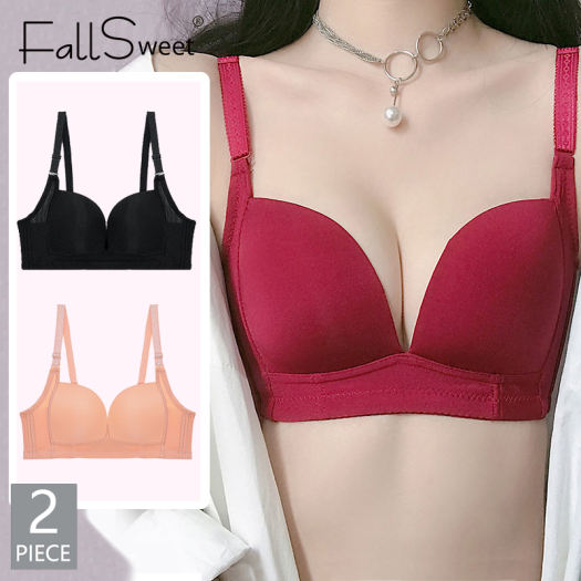 FallSweet Sexy Front Closure Women Underwear Wire Free Lace Push Up Bra  Thin Cup Beautiful Back Brassiere