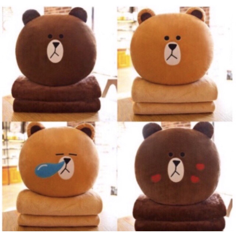 Bộ chăn gối văn phòng gấu bông Brown Siêu Yêu 3in1