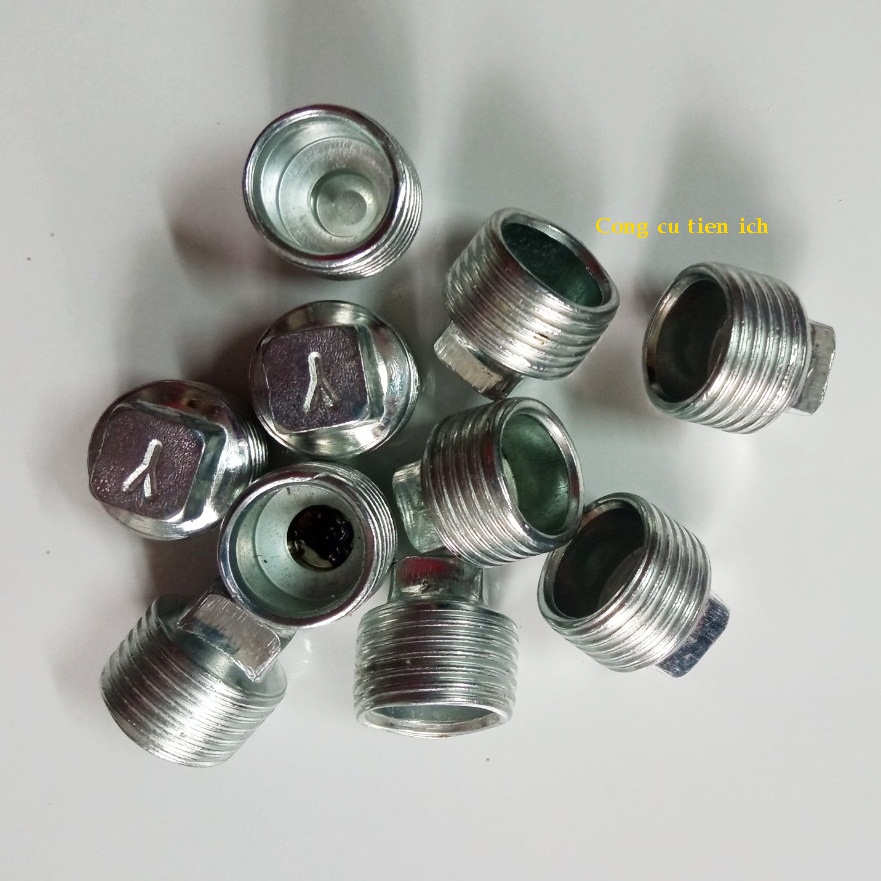 Bộ 10 nút bịt ống nước ren ngoài 21 - Chất liệu inox không han gỉ