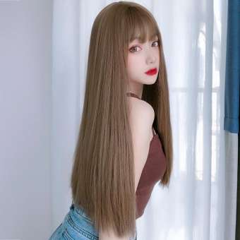 Tóc giả nữ nguyên đầu,tóc giả nữ cao cấp làm bằng tơ mềm mượt như tóc thật ( màu đen , nâu , vàng ) + tặng kèm lưới