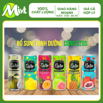 Lốc 6 Lon - Nước Ép Ezos Sasco 240ml (Mãng Cầu, Vải, Dứa Nha Đam, Ổi, Xoài, Chanh Dây). Shop Mint Mint.