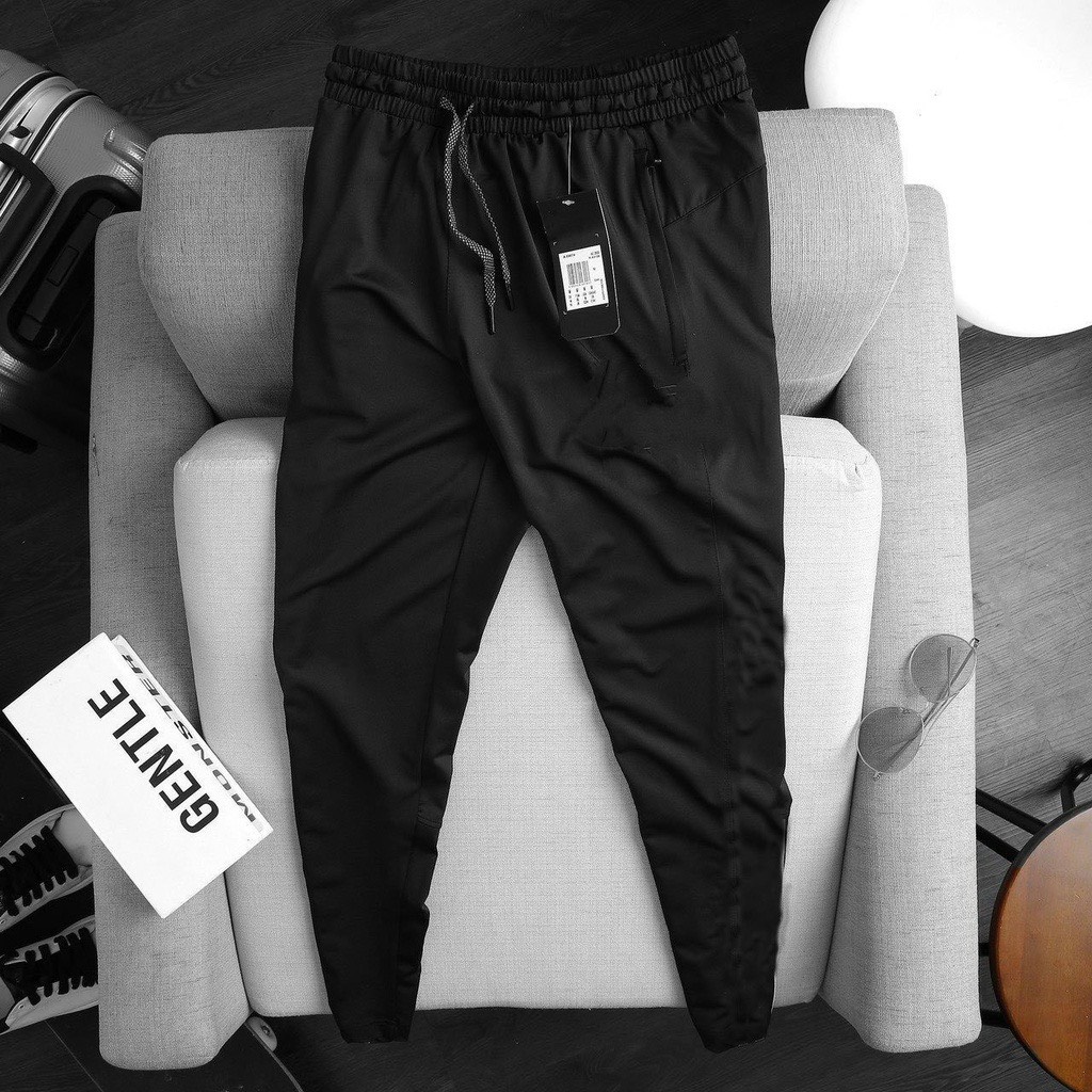 Quần jogger đen nam big size thun dài ống không túm