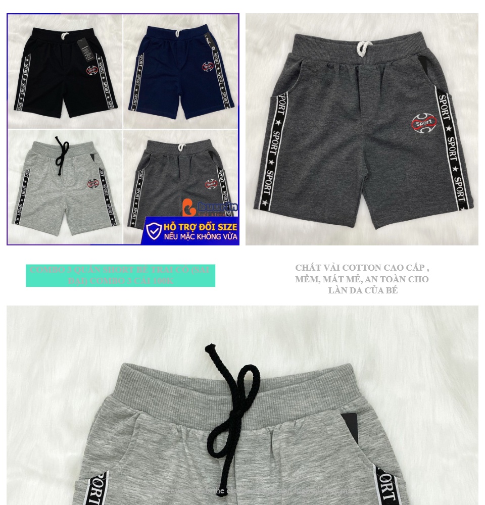 COMBO 3 QUẦN SHORT BÉ TRAI CÓ (SAI ĐẠI) COMBO 3 CÁI 100K
