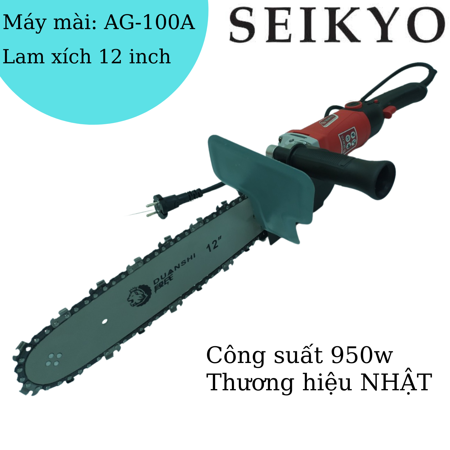 Máy mài Seikyo cảu nhật + Bộ làm xích cắt gỗ