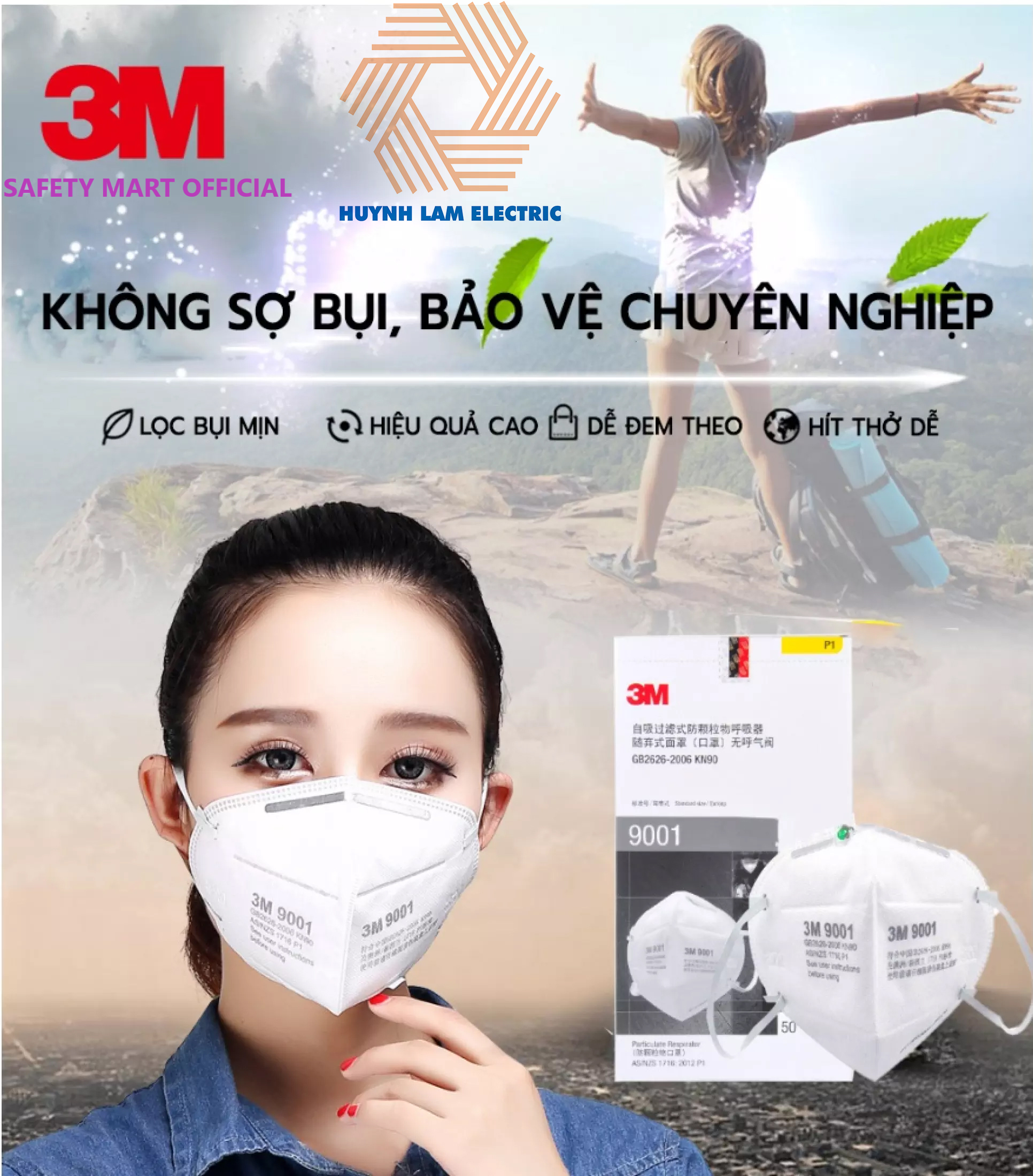 Khẩu trang lọc bụi mịn 3m 9001