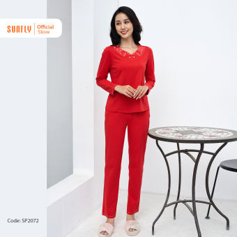 Bộ Đồ Mặc Nhà Cotton SUNFLY Áo Tay Dài Quần Dài SP2072