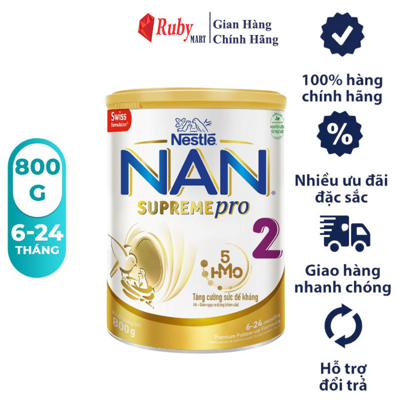 Date T11 24 FREESHIP MAX Sữa Bột Nestlé NAN SUPREME 2 - Hộp 800gram Dễ Uống