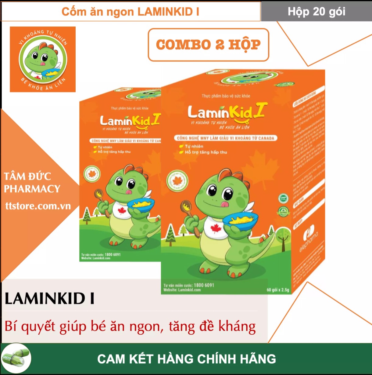LaminKid I ( combo 2 hộp x 20 gói ) - Giúp trẻ ăn ngon tăng sức đề kháng - Lamin Kid - Giúp trẻ ăn ngon tăng sức đề kháng
