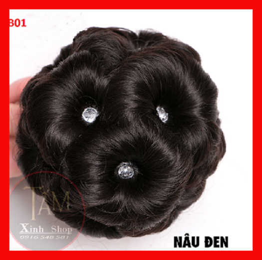 Búi tóc giả hoa thời trang trung niên cao cấp đẹp, búi hoa đính đá