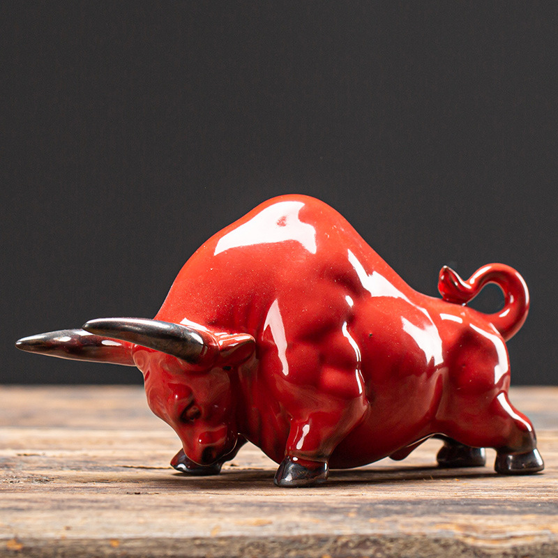 Tượng bò tót gốm tử sa - Tượn gốm trang trí bàn trà, bàn làm việc - Tượng gốm Phong thuỷ - Bàn trà - Trang trí - Quà tặng