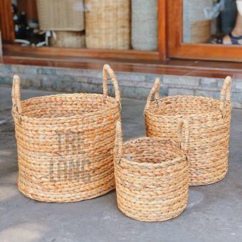 Giỏ sọt lục bình đựng đồ TRE LÀNG kiểu dáng hình tròn đa năng, đa dạng kích thước Giỏ mây đựng đồ