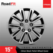 Silver Black Polish Wheel Rim Cover with Chrome Nuts, 15"