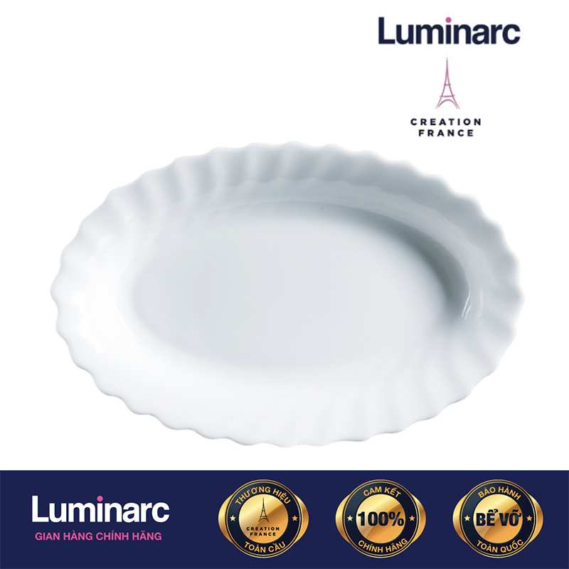 Bộ 6 đĩa thuỷ tinh luminarc trianon oval trắng 22cm- lutrn3648