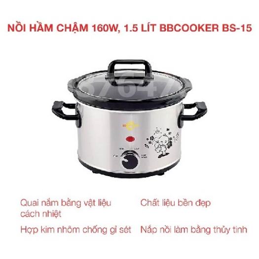 Nồi hầm chậm 160w, 1.5 lít BBCooker BS-15