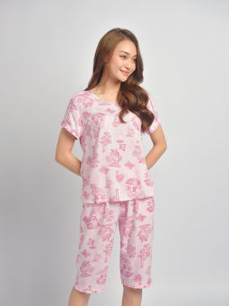 WINNY - Bộ đồ lanh cộc tay quần ngố mặc nhà 2MNLA22032N